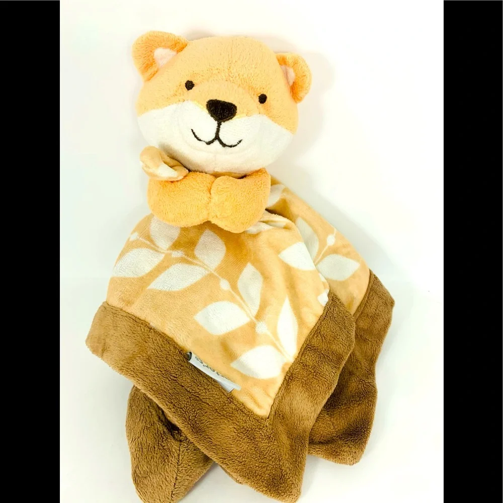 Carter's Orange Fox Plush Lovey Baby Security Blanket Brown White Leaves 2016